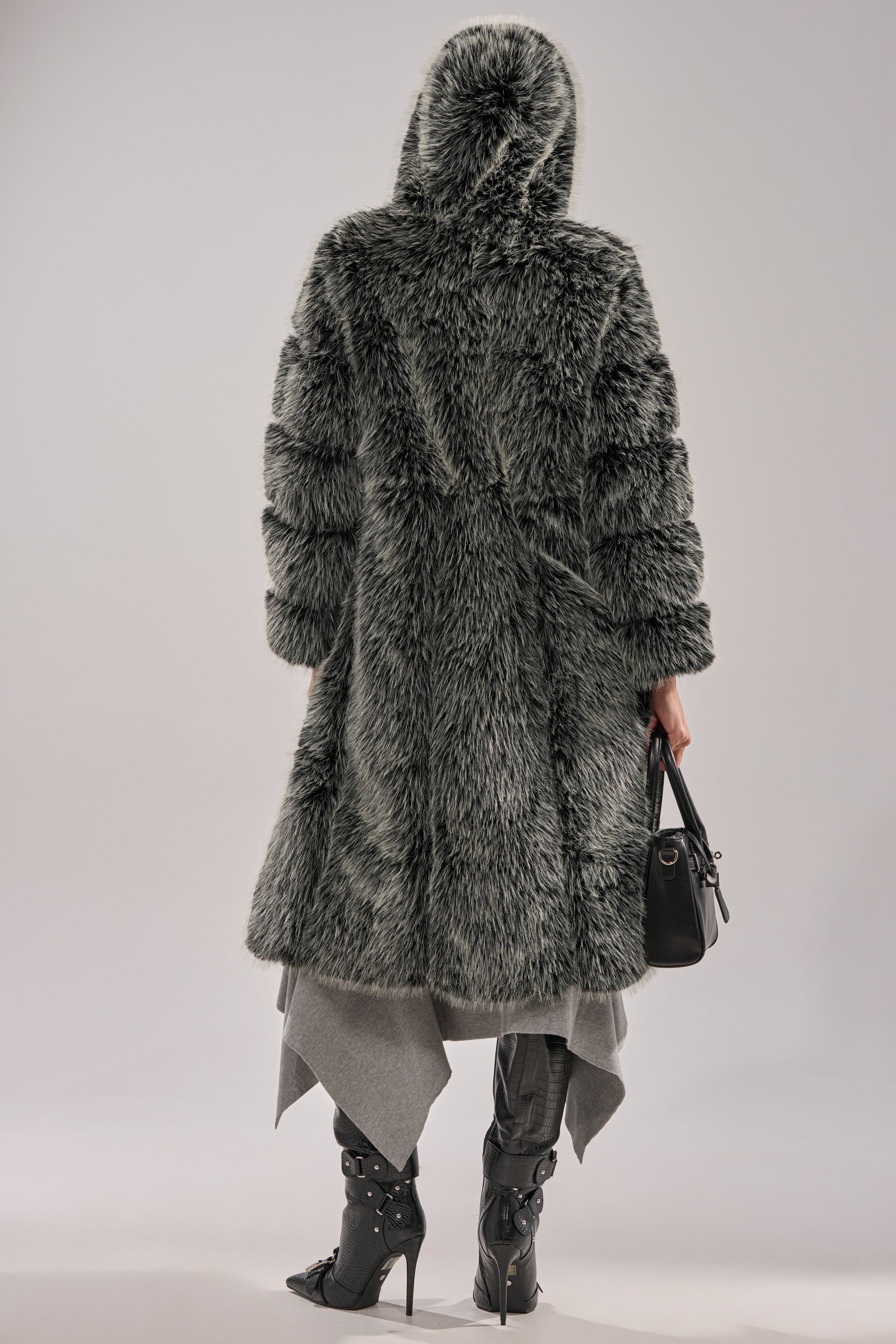 SNOW BUNNY HOODED FAUX FUR COAT