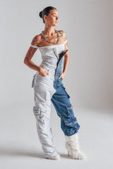 SPLIT DECISION DENIM JUMPSUIT