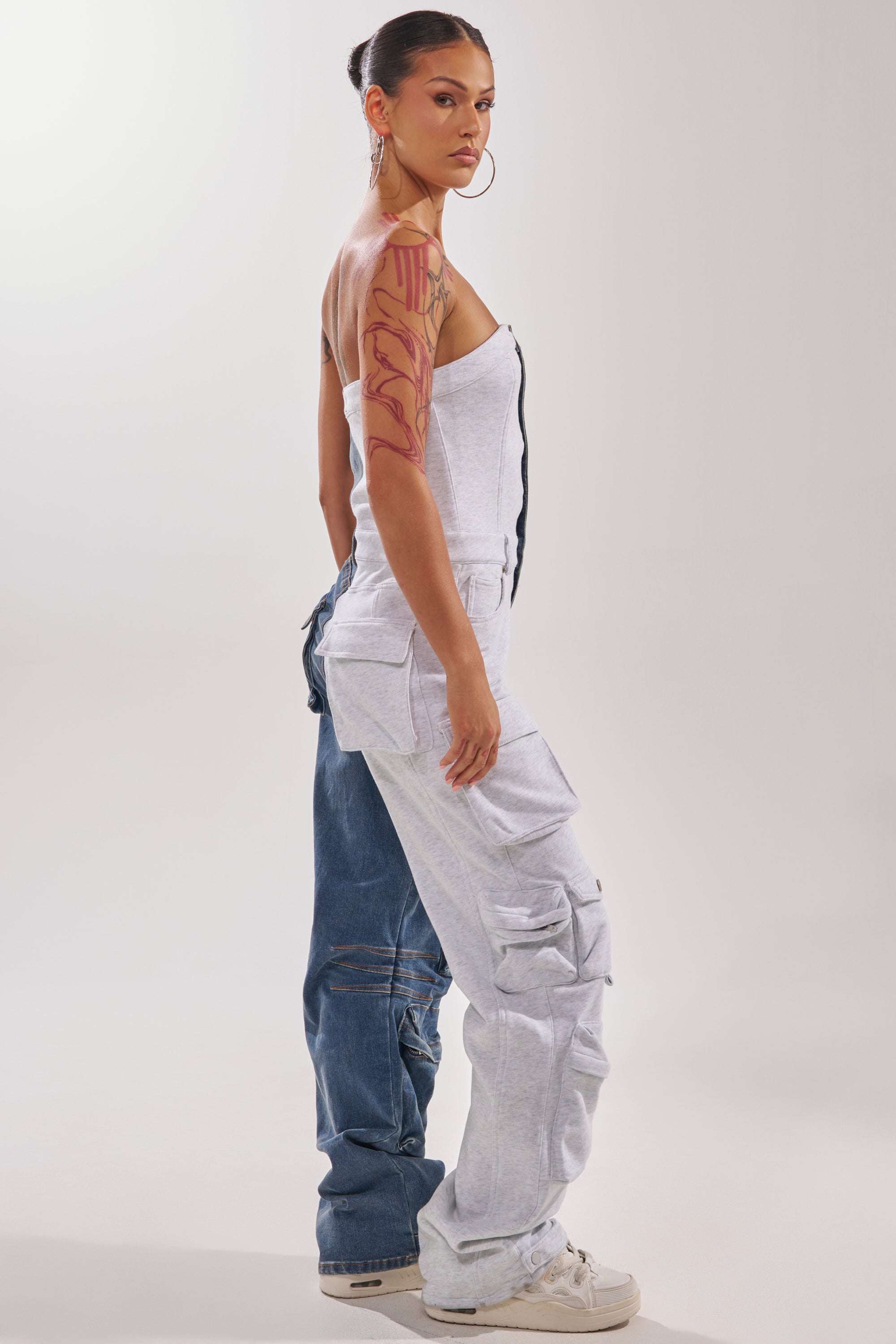 SPLIT DECISION DENIM JUMPSUIT