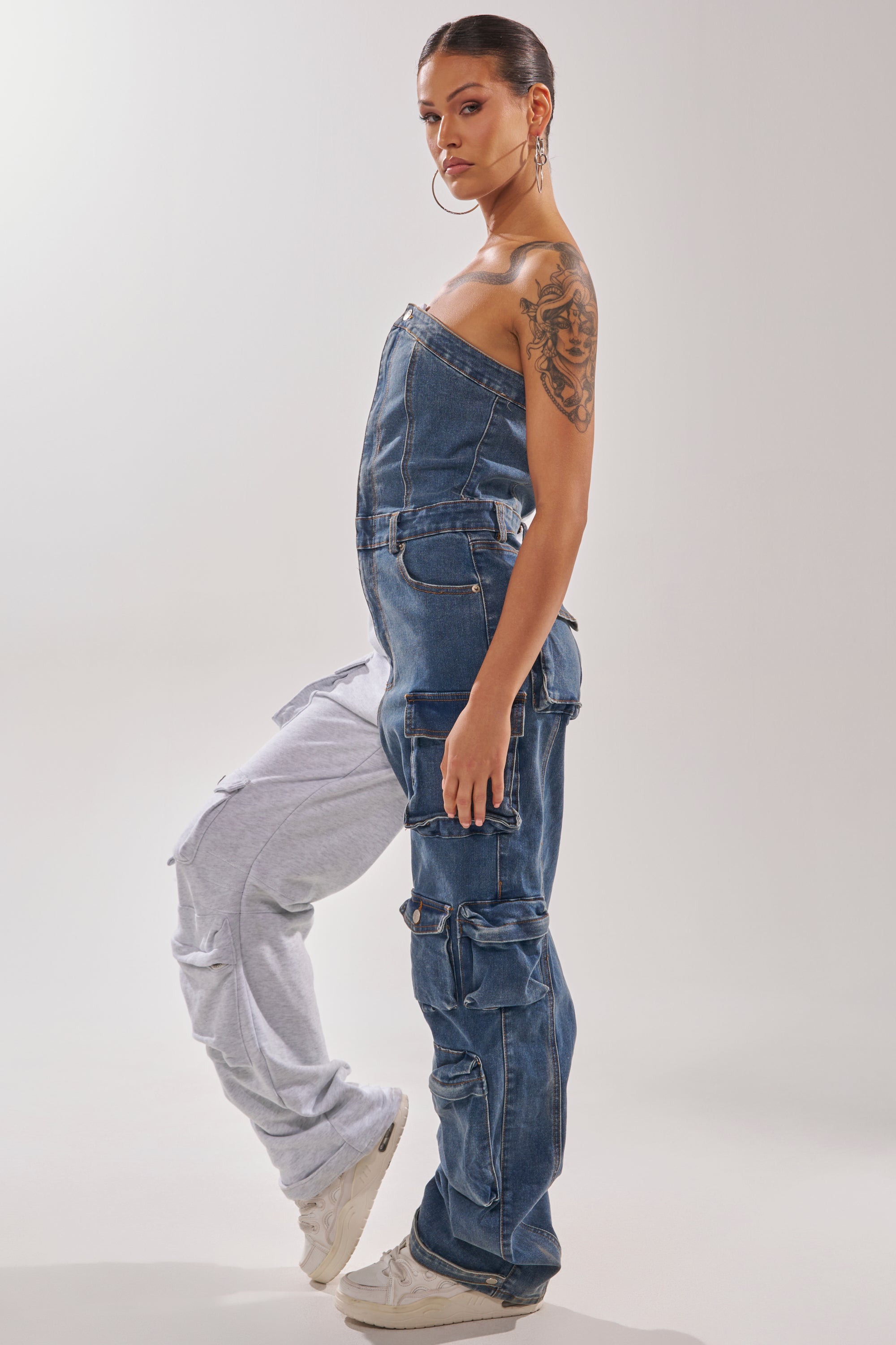 SPLIT DECISION DENIM JUMPSUIT