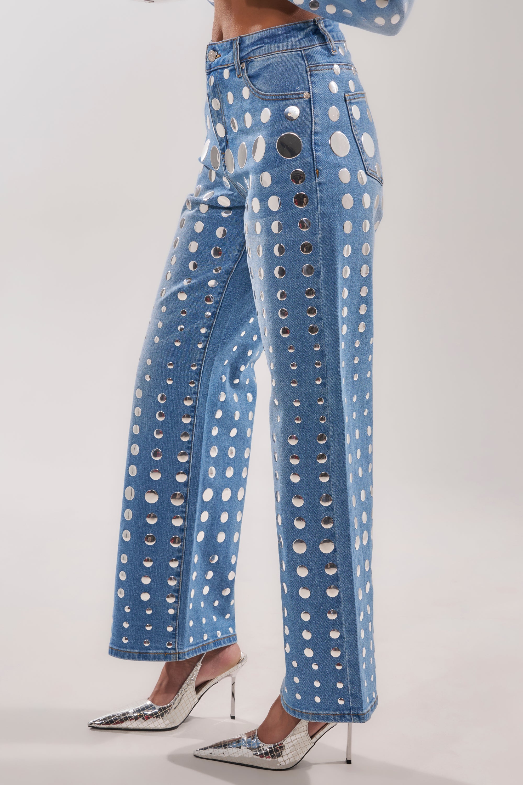 STUDS EVERYWHERE RELAXED DENIM PANT