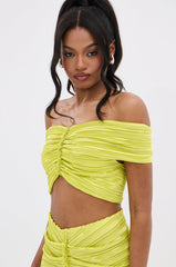 SWEET AS CAN BE GREEN OFF THE SHOULDER TOP