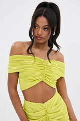 SWEET AS CAN BE GREEN OFF THE SHOULDER TOP