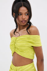 SWEET AS CAN BE GREEN OFF THE SHOULDER TOP