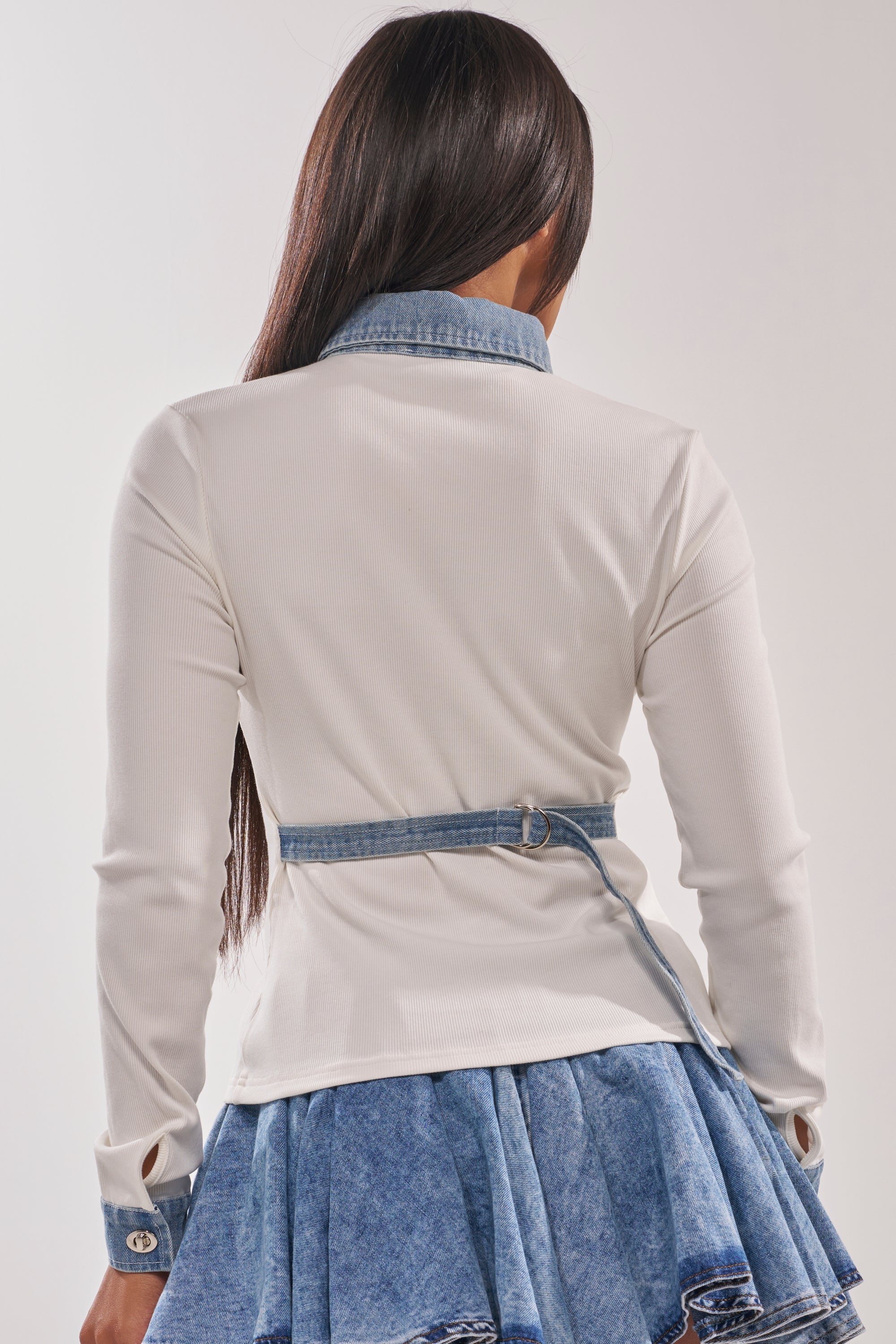 SHANNON KNIT BUTTON DOWN IN WHITE
