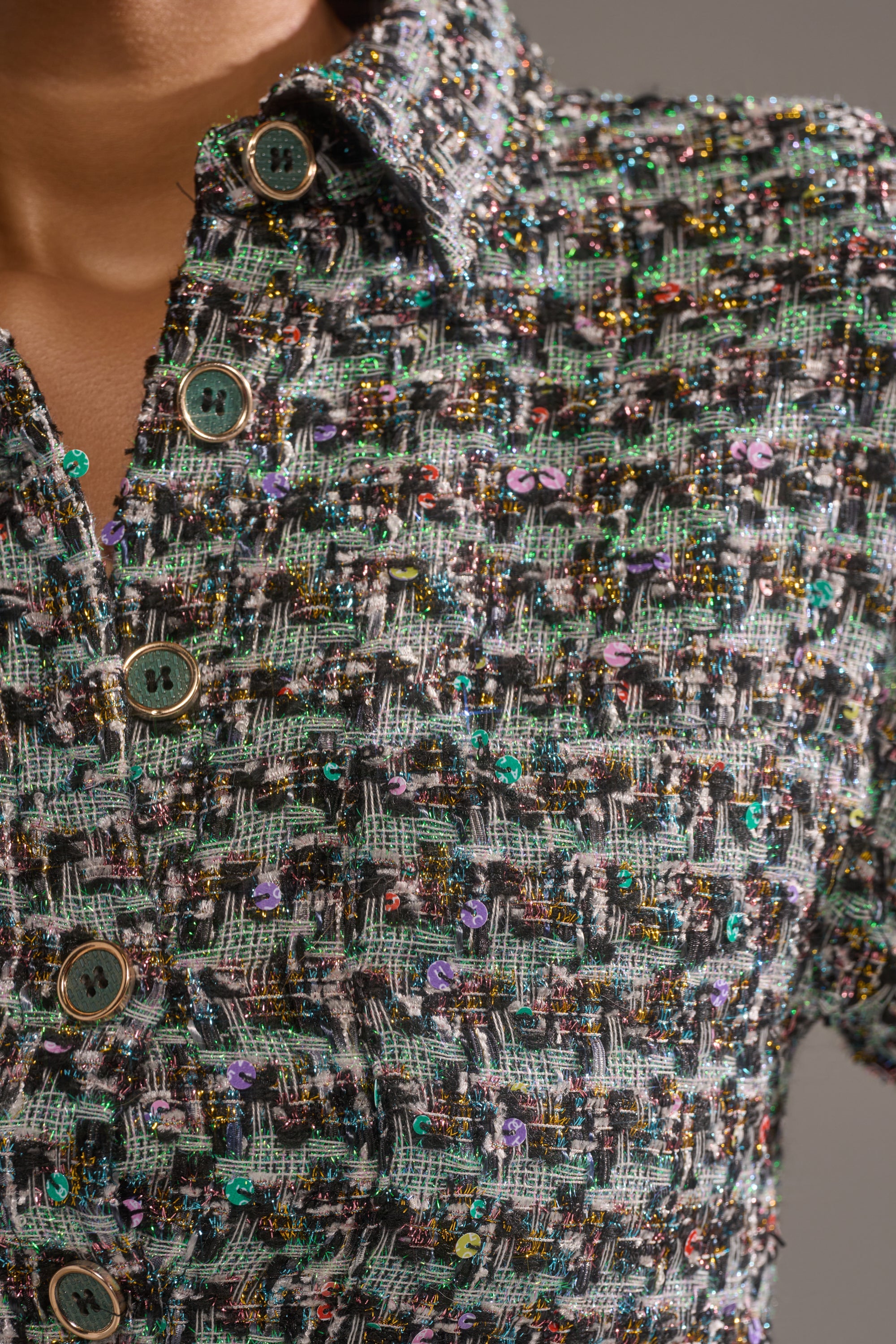 BRIGETTE TWEED BUTTON DOWN