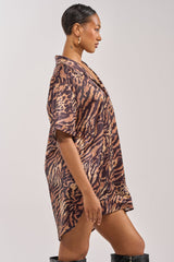 DON'T MAKE A SOUND PRINTED MINI DRESS IN TIGER