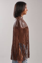 FRINGE FOR DAYS FAUX LEATHER TOP
