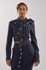 YOU GOT ME SPINNING DENIM BUTTON DOWN