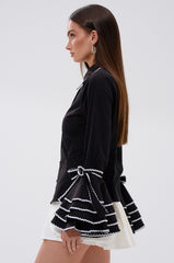BUSINESS RUFFLE SLEEVE BUTTON DOWN