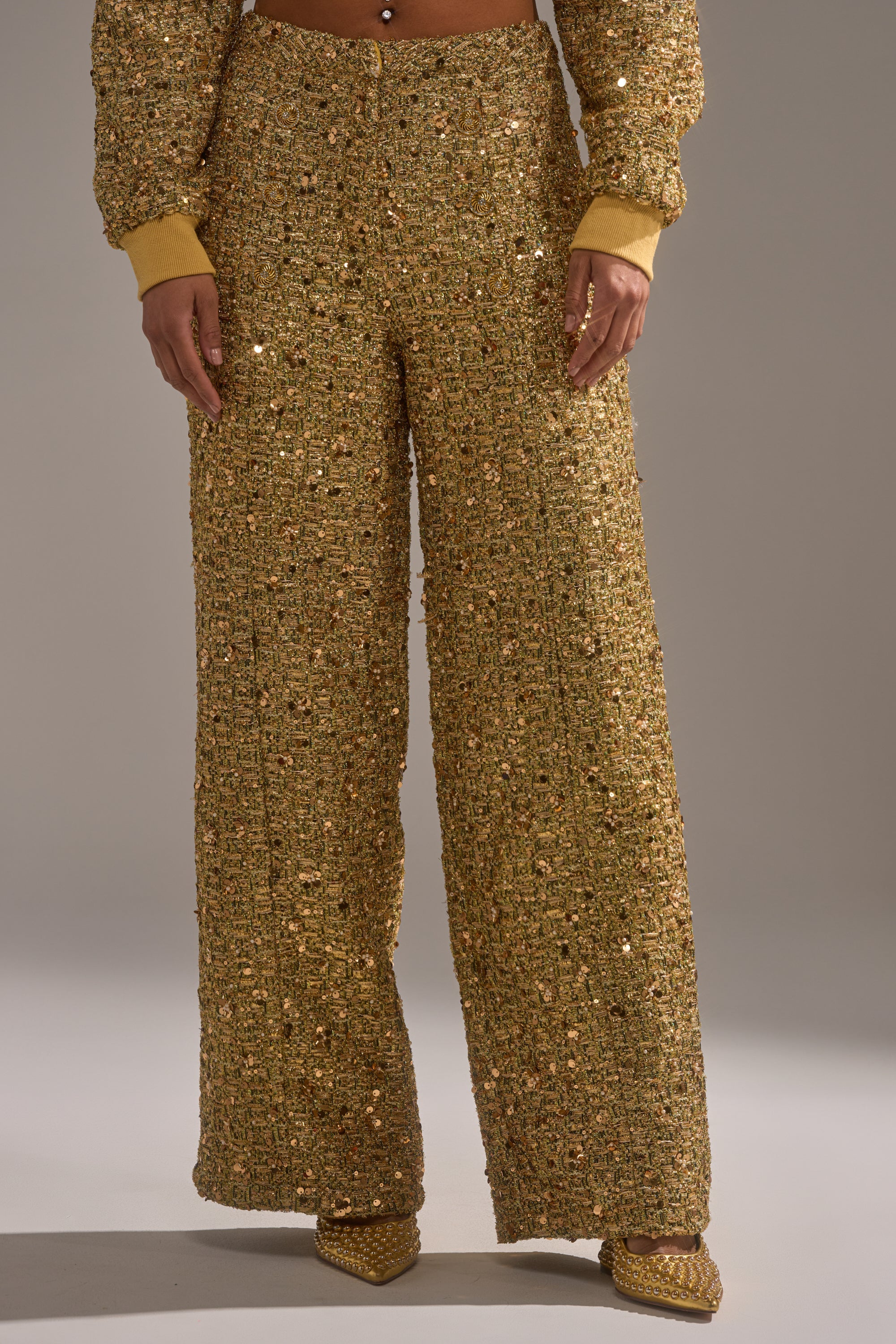 PRETTY IN GOLD STRAIGHT LEG PANT