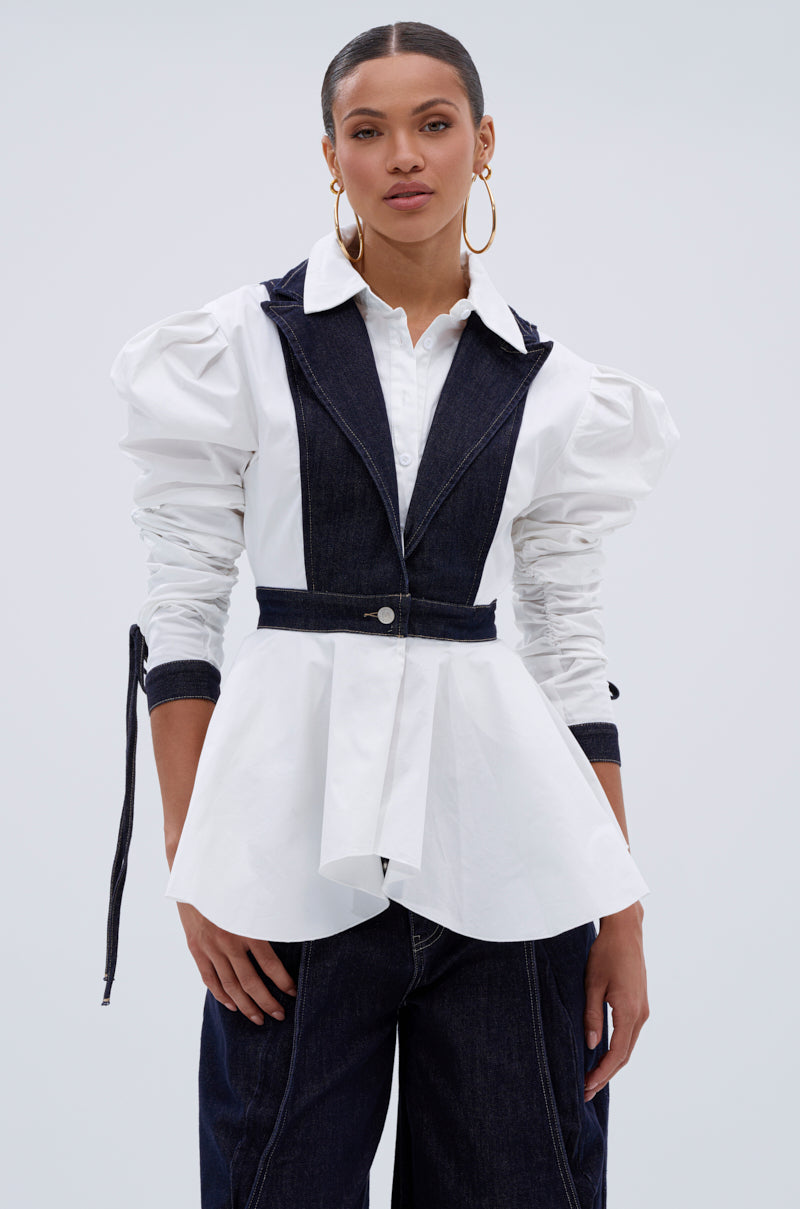 I ADORE YOU BUTTON DOWN BLOUSE