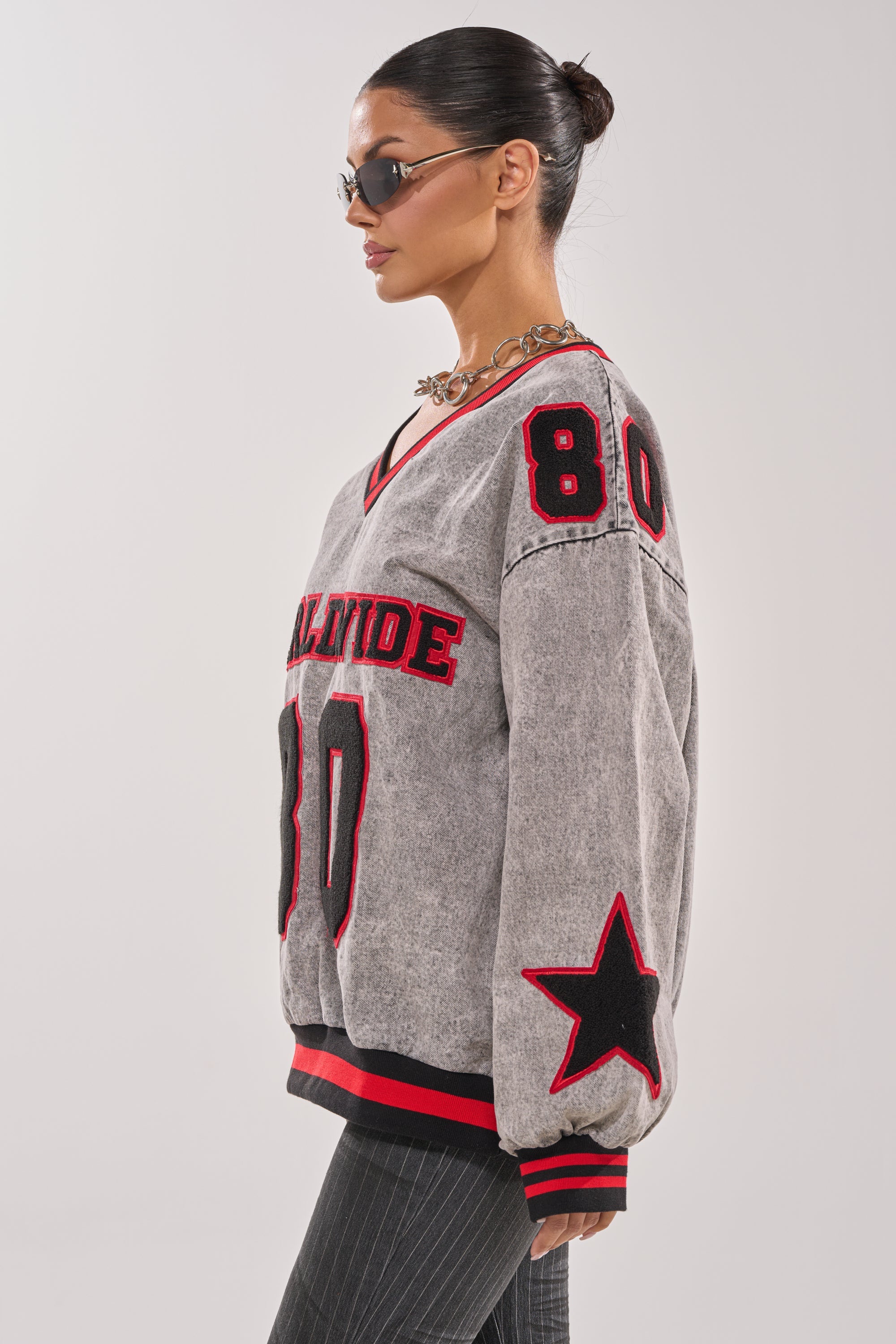 IN MY OWN WORLD DENIM SWEATSHIRT