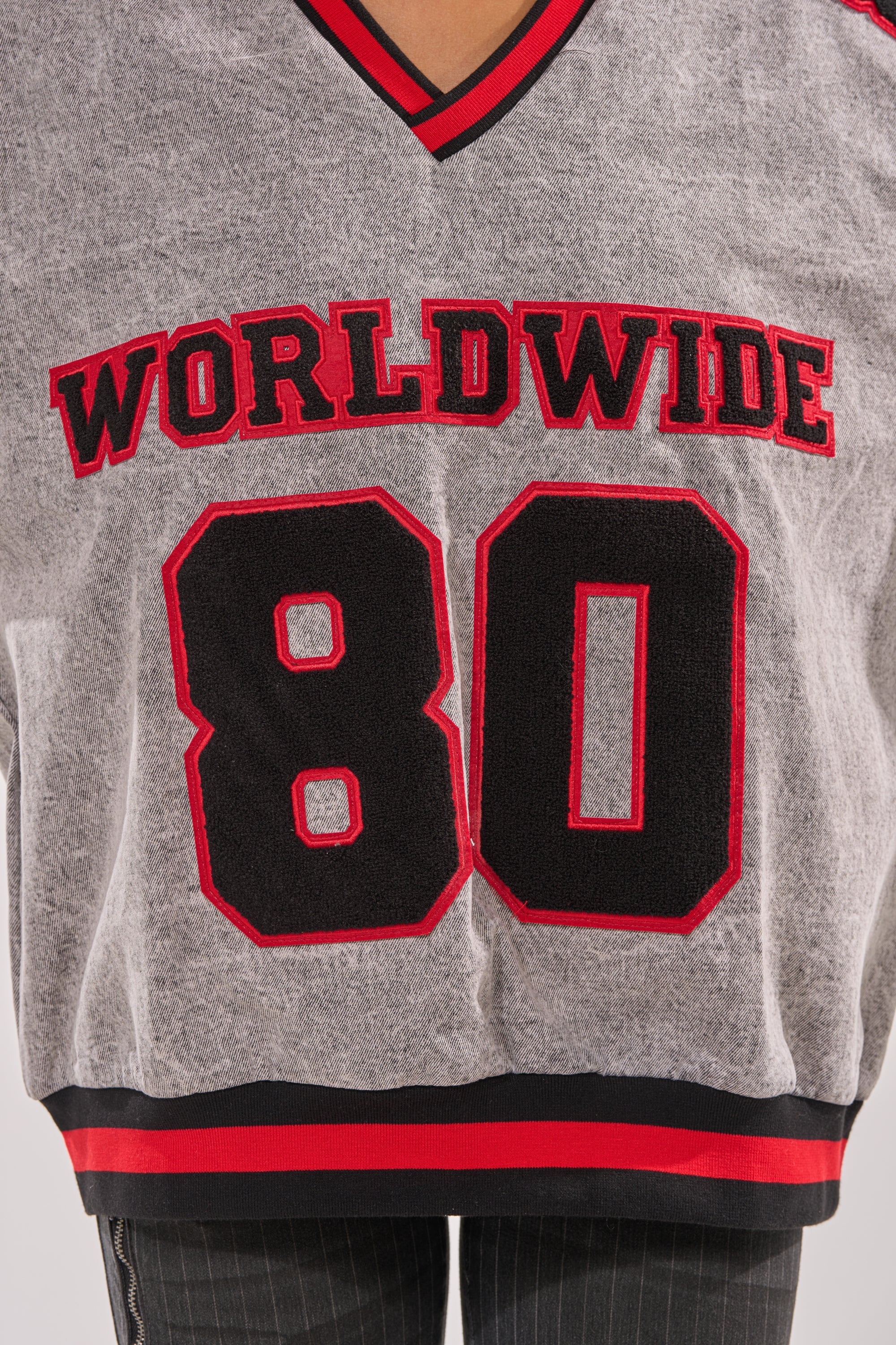 IN MY OWN WORLD DENIM SWEATSHIRT