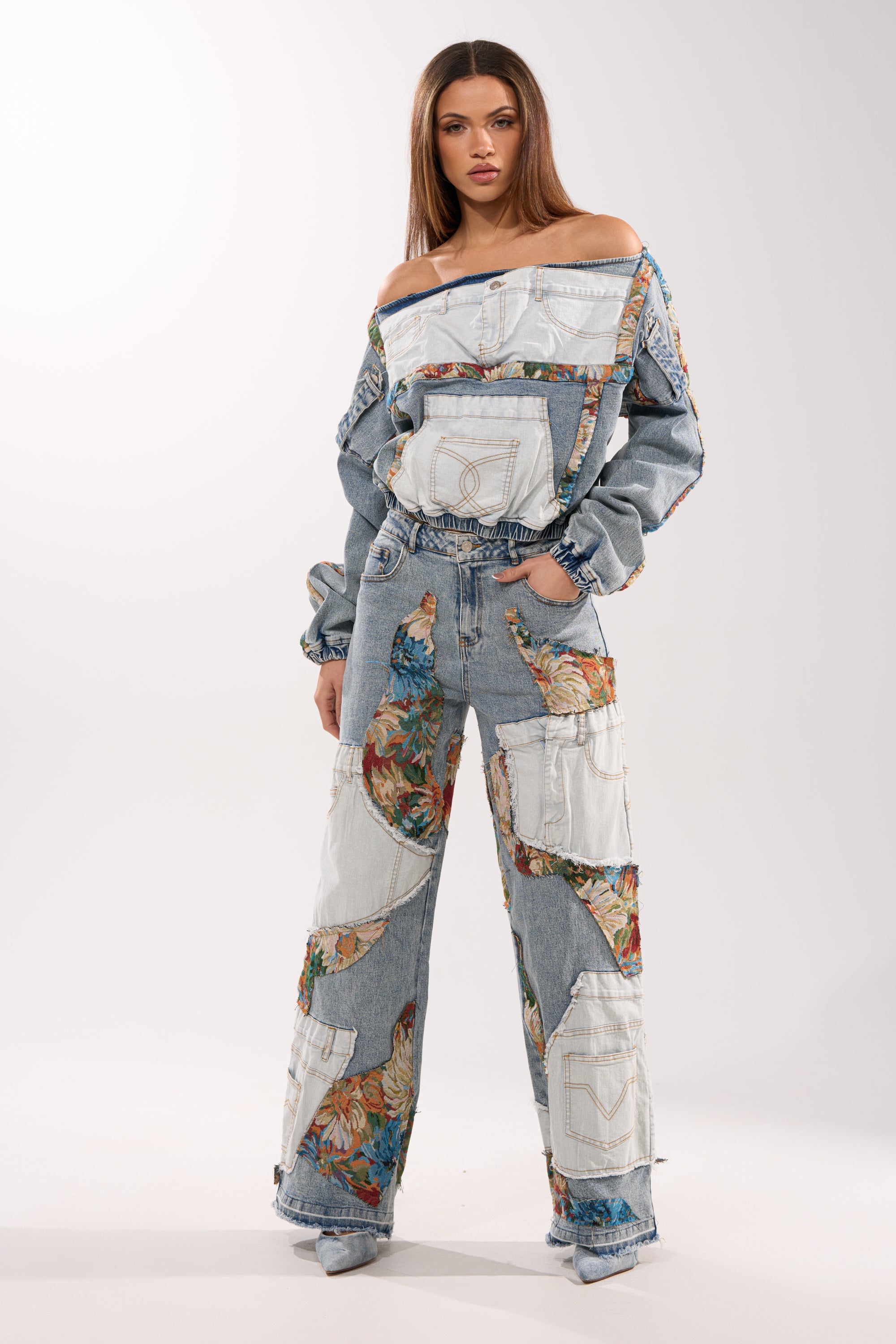 CHANGE IT UP DENIM SWEATSHIRT