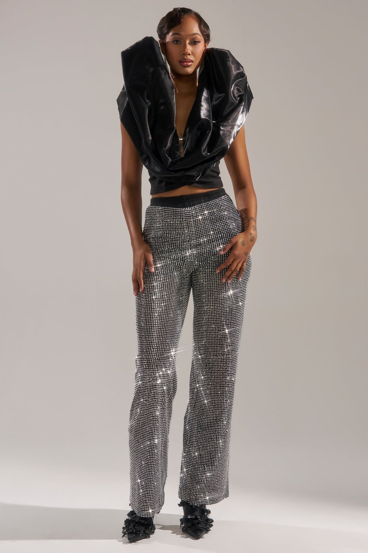 LET IT GO RHINESTONE WIDE LEG PANT