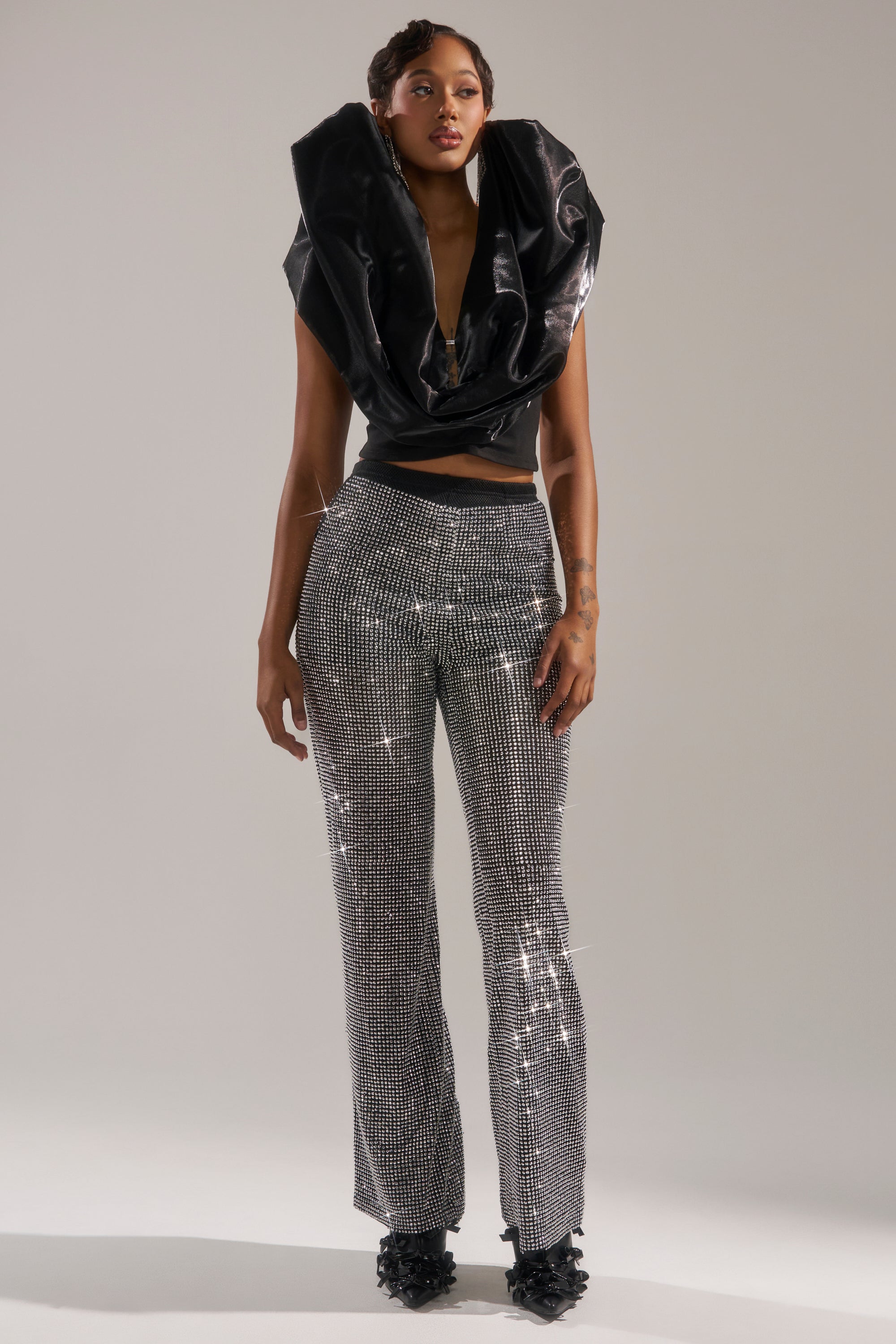 LET IT GO RHINESTONE WIDE LEG PANT