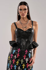 SEXY AS CAN BE FAUX LEATHER CORSET