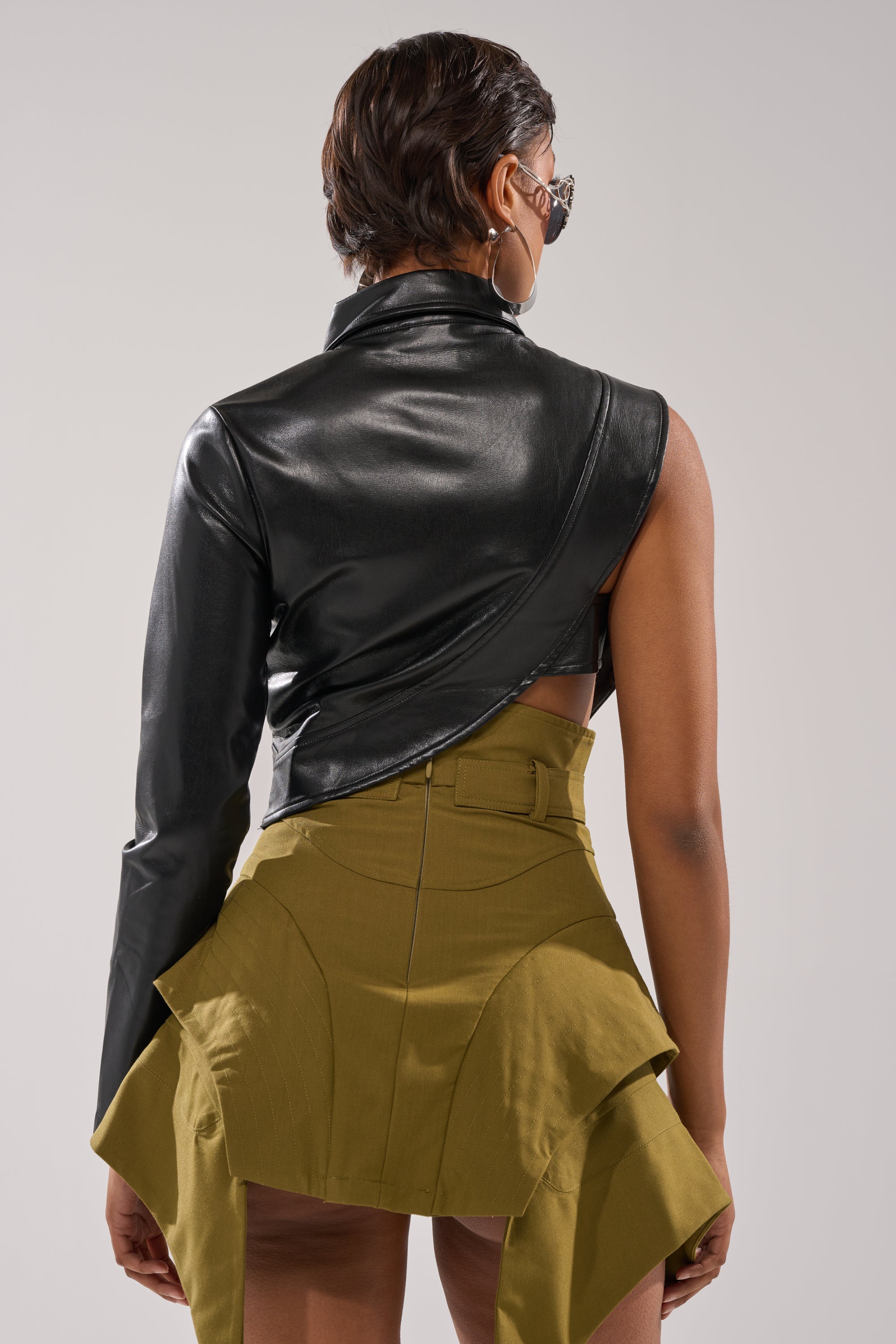 ALL FOR ME FAUX LEATHER BLOUSE