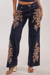 MALIBU EMBELLISHED WIDE LEG DENIM