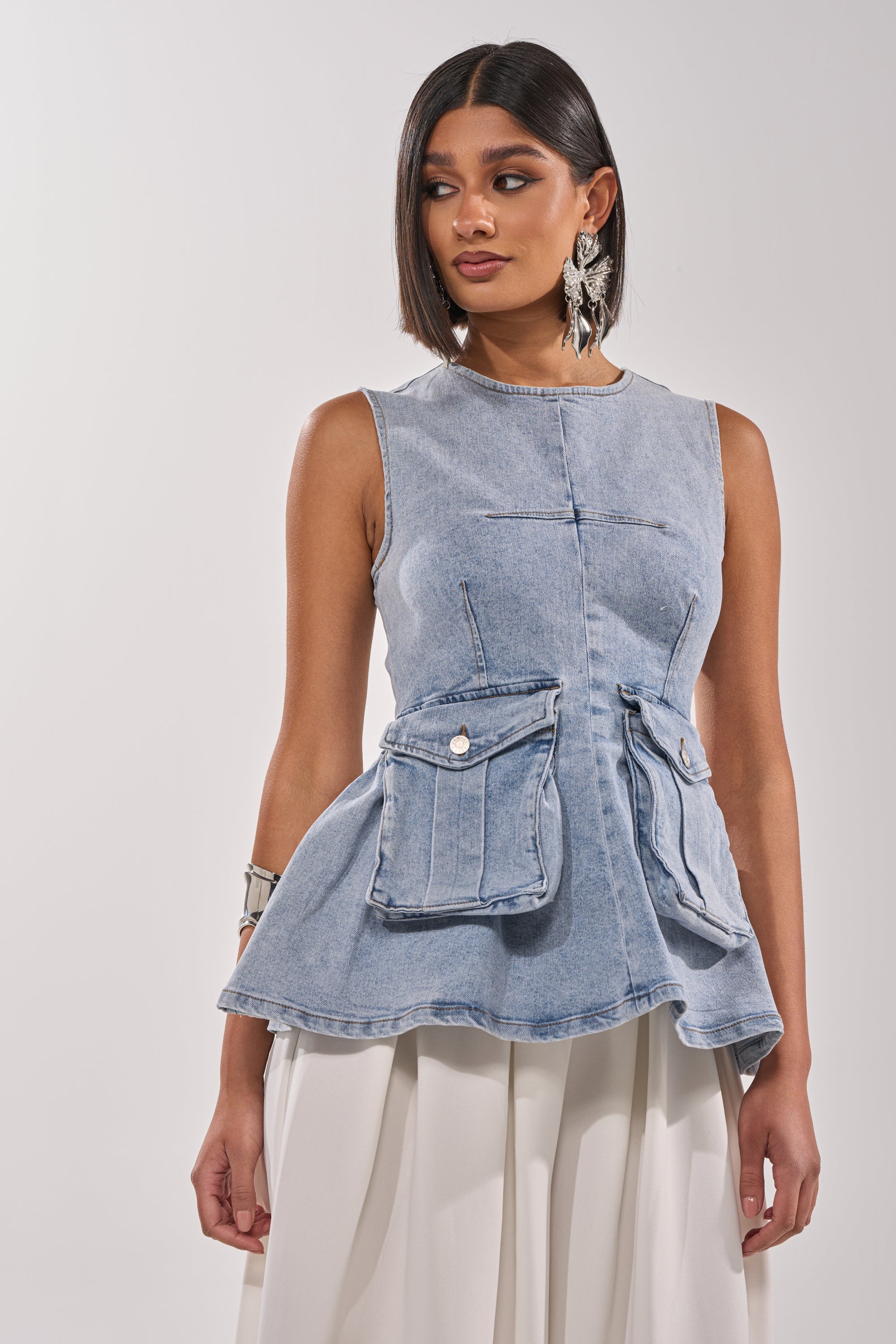 TURN AROUND DENIM BLOUSE