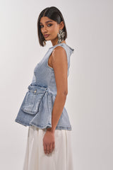 TURN AROUND DENIM BLOUSE