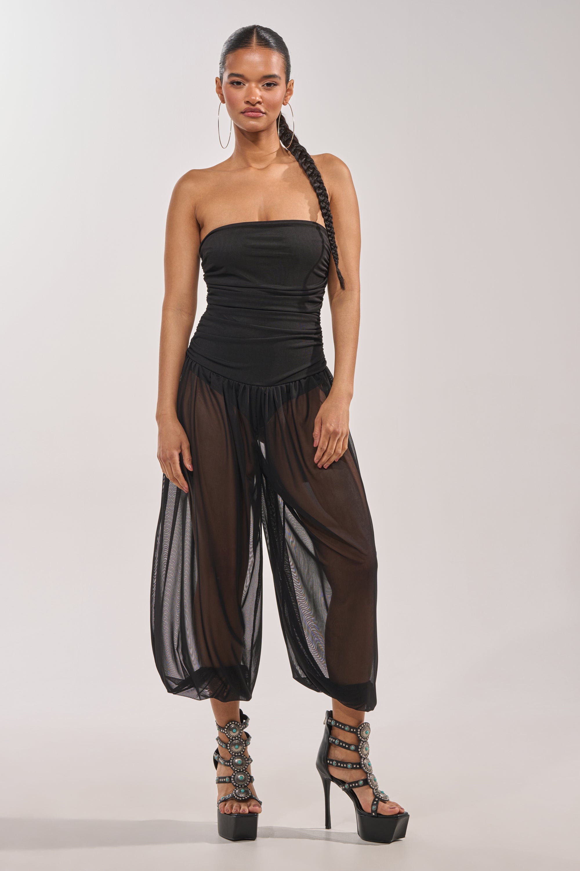 NO CHILL MESH JUMPSUIT IN BLACK