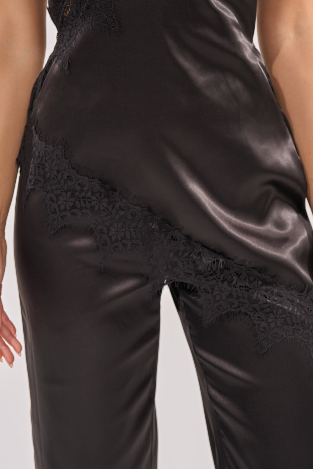 MIDNIGHT MUSE LACE SATIN JUMPSUIT