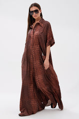 SHE'S RICH OVERSIZED SATIN JUMPSUIT IN CROC PRINT