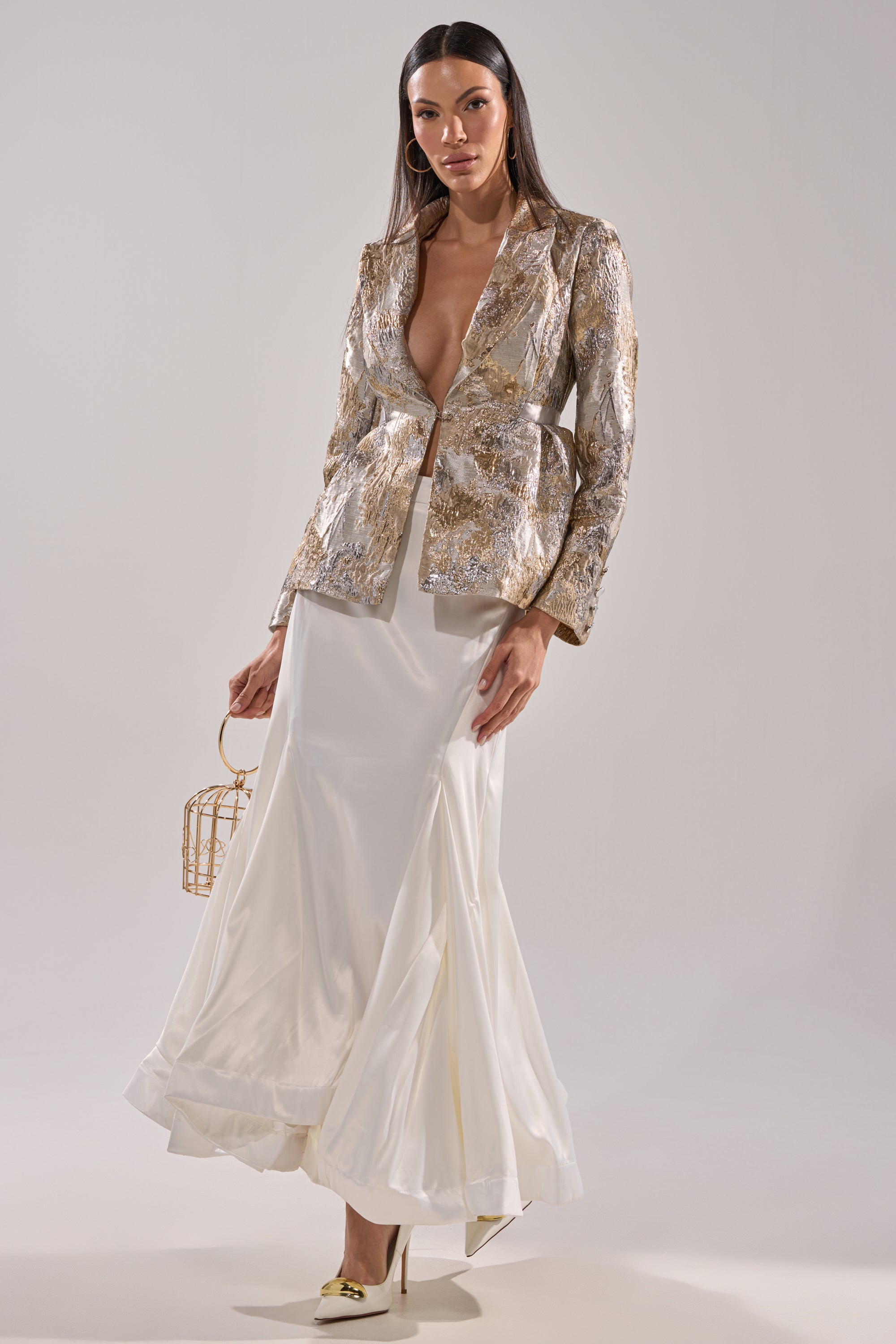 CANARY PEPLUM BLAZER IN CHAMPAGNE