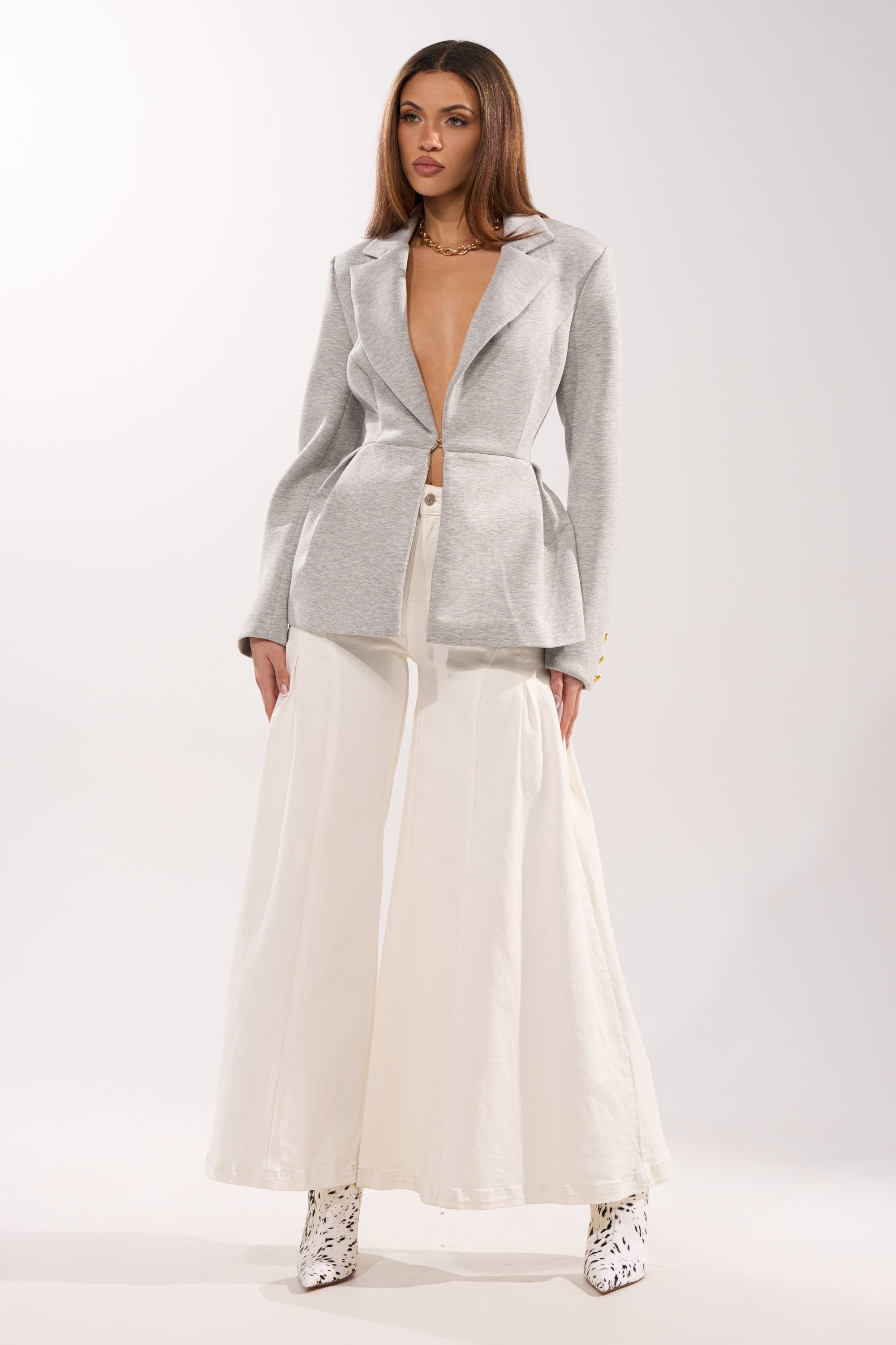 CANARY PEPLUM BLAZER IN SCUBA