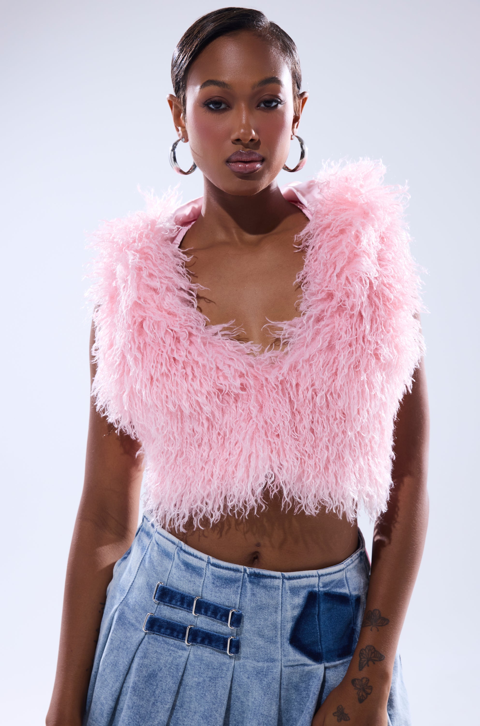 THINK ABOUT YOU ALL THE TIME FUR BLOUSE IN PINK