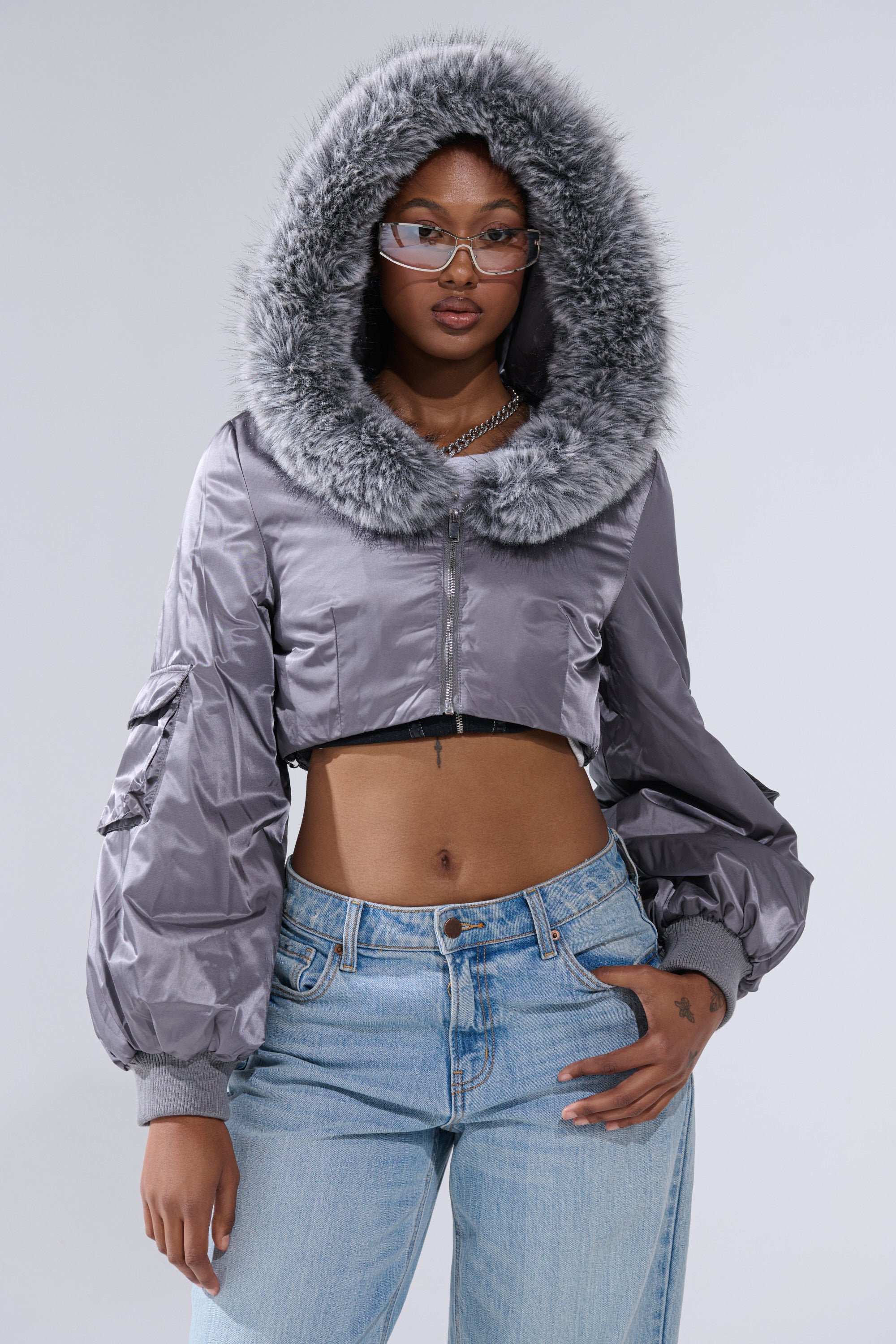 ITTY BITTY CROPPED BOMBER