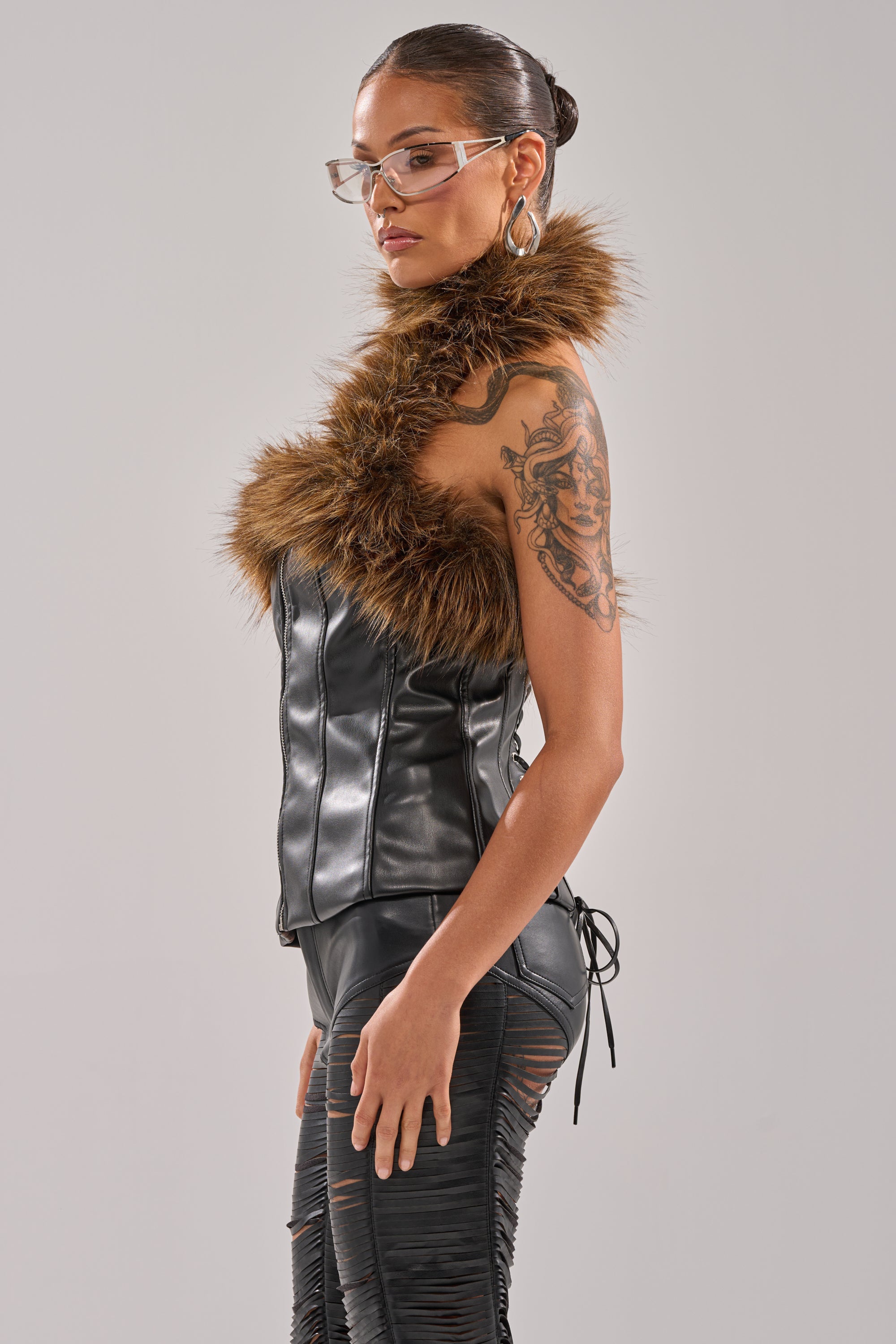 ARE YOU FOR REAL FUR TRIM CORSET