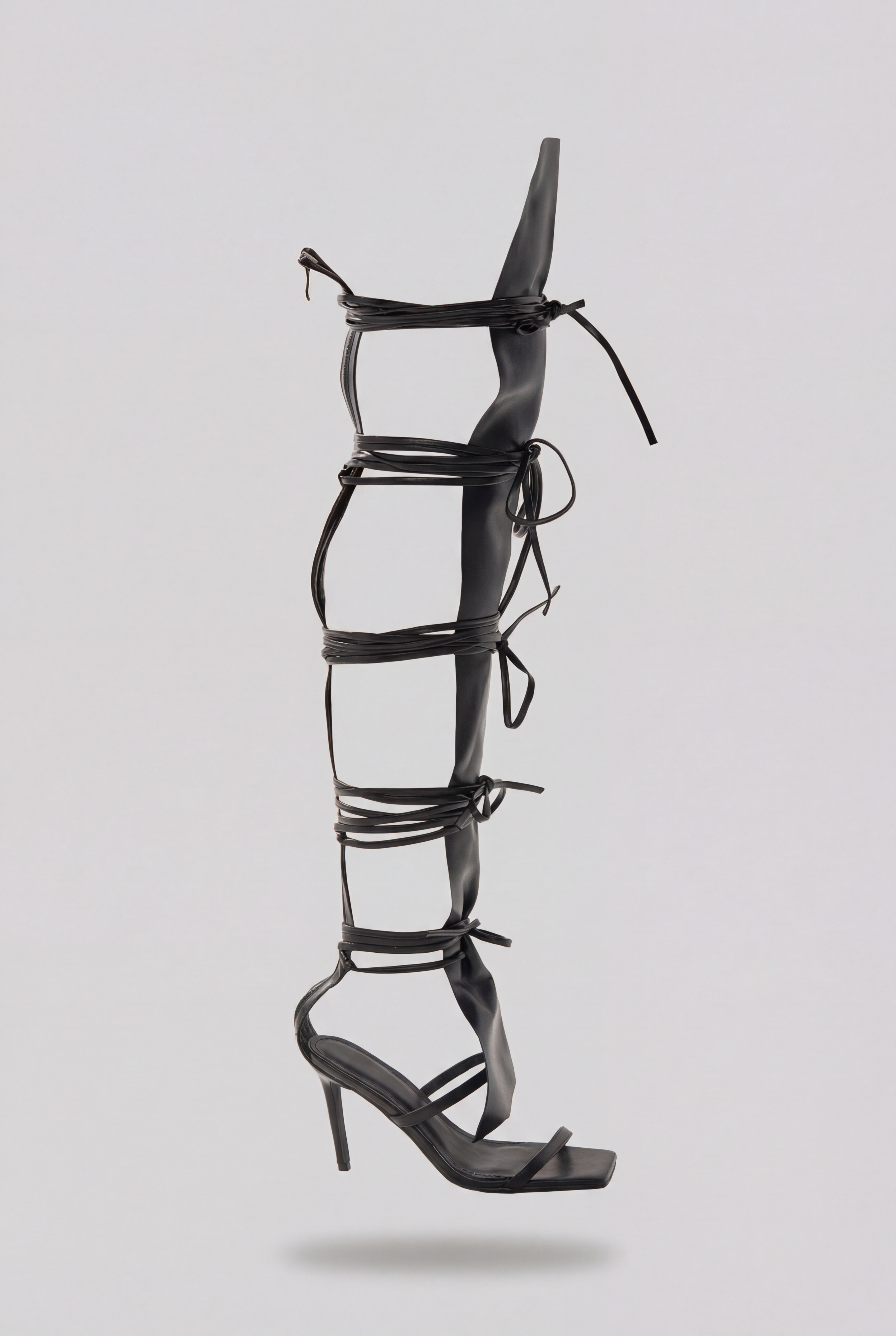 AZALEA WANG KRISTINE BLACK STRAPPY UPPER GLADIATOR SANDAL