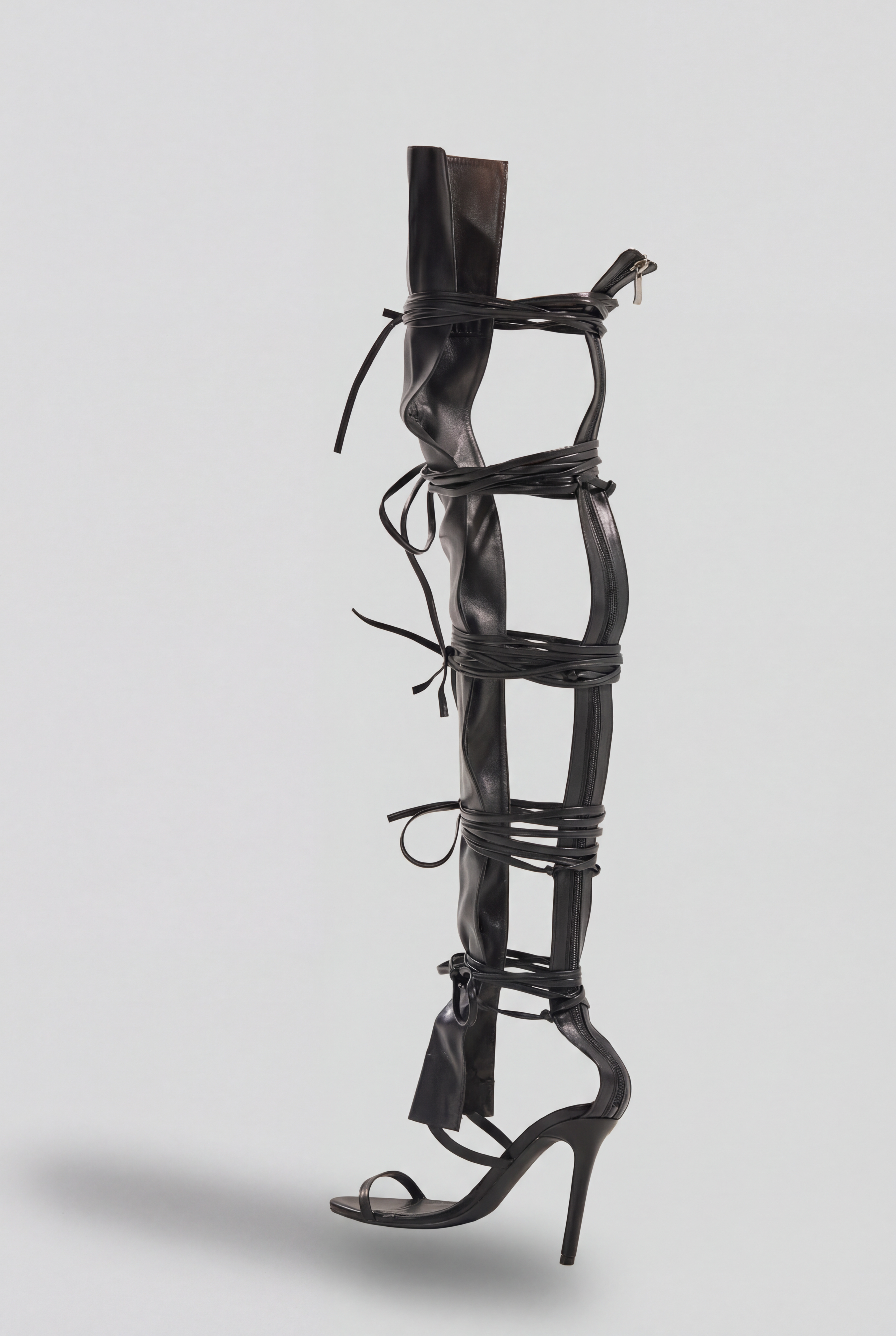 AZALEA WANG KRISTINE BLACK STRAPPY UPPER GLADIATOR SANDAL