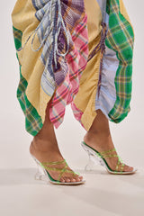 AZALEA WANG LEMUEL GREEN AND SILVER WEDGE SANDAL