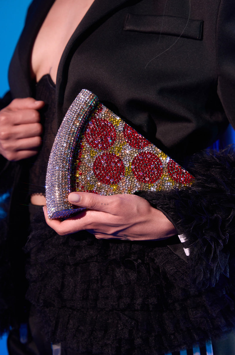 GRAB A SLICE RHINESTONE PIZZA CLUTCH