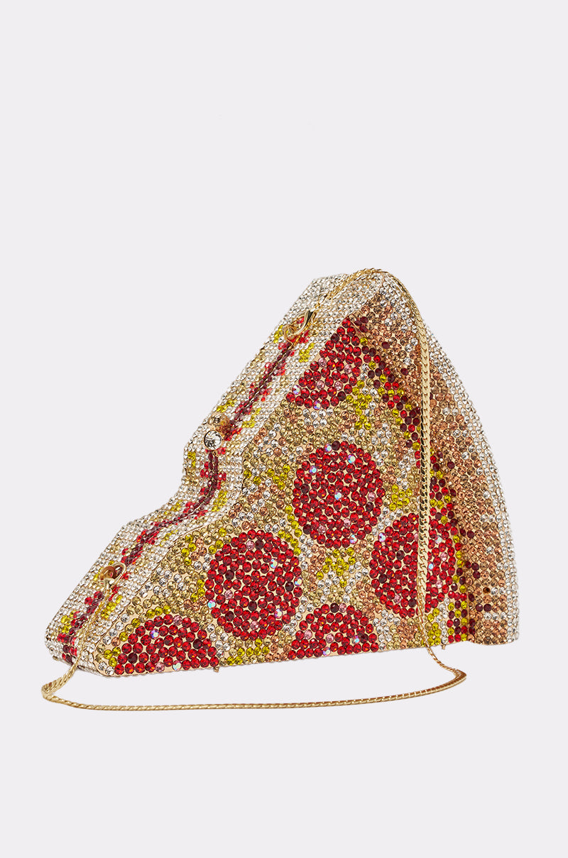 GRAB A SLICE RHINESTONE PIZZA CLUTCH