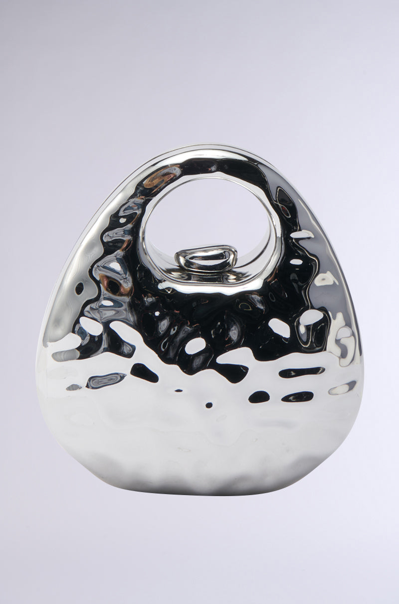 LOVE MY VIBE HAMMERED CHROME PURSE