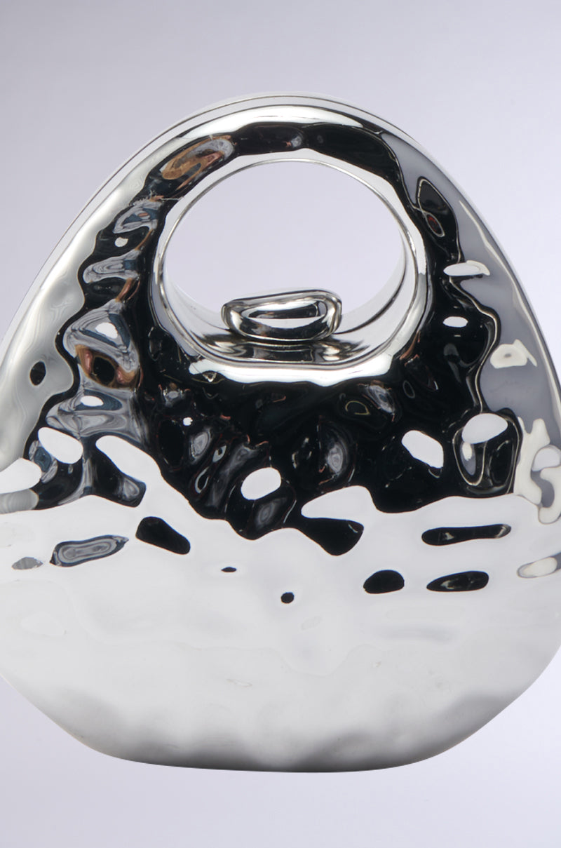 LOVE MY VIBE HAMMERED CHROME PURSE