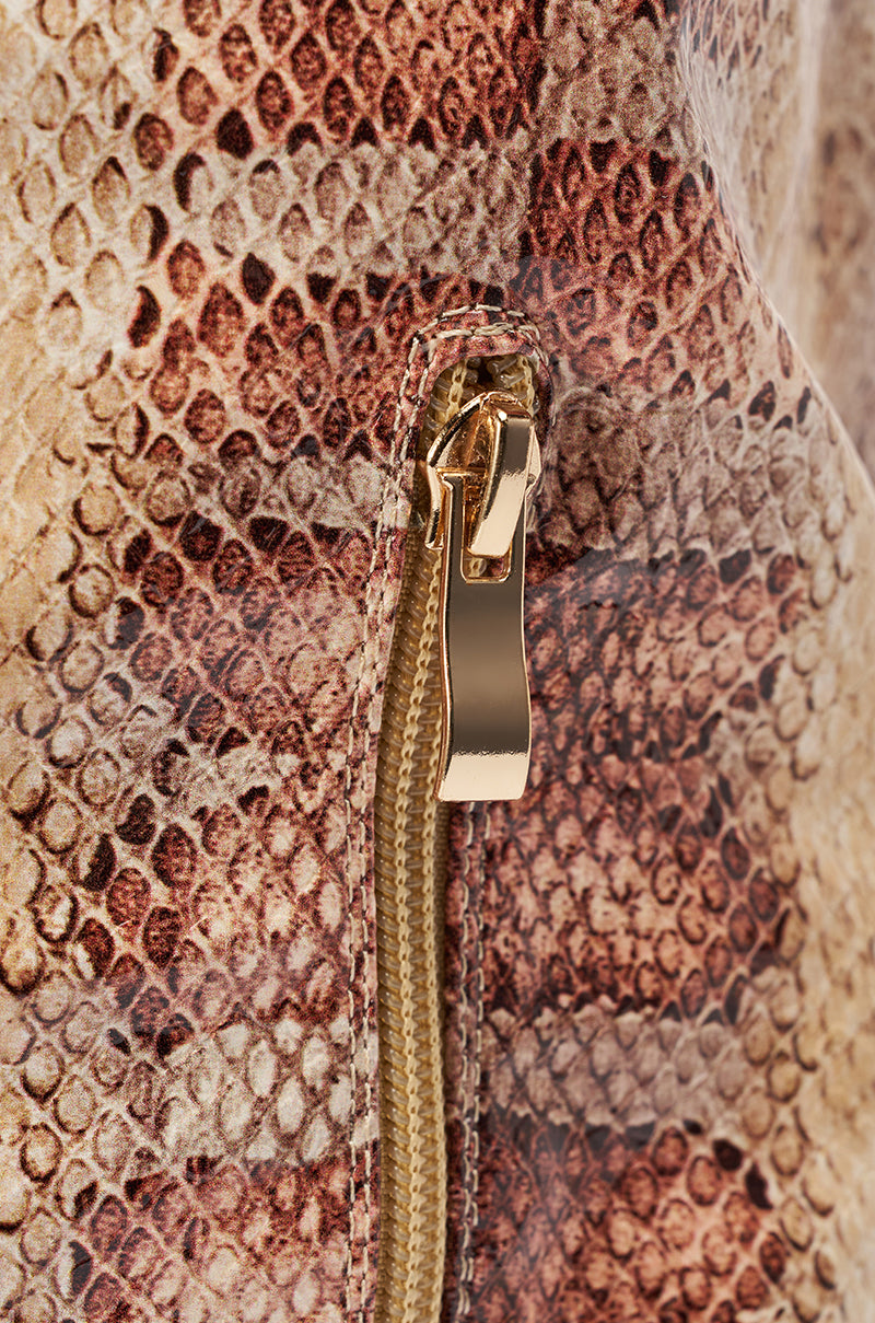 AZALEA WANG MADEYE NUDE SNAKE STILETTO BOOT