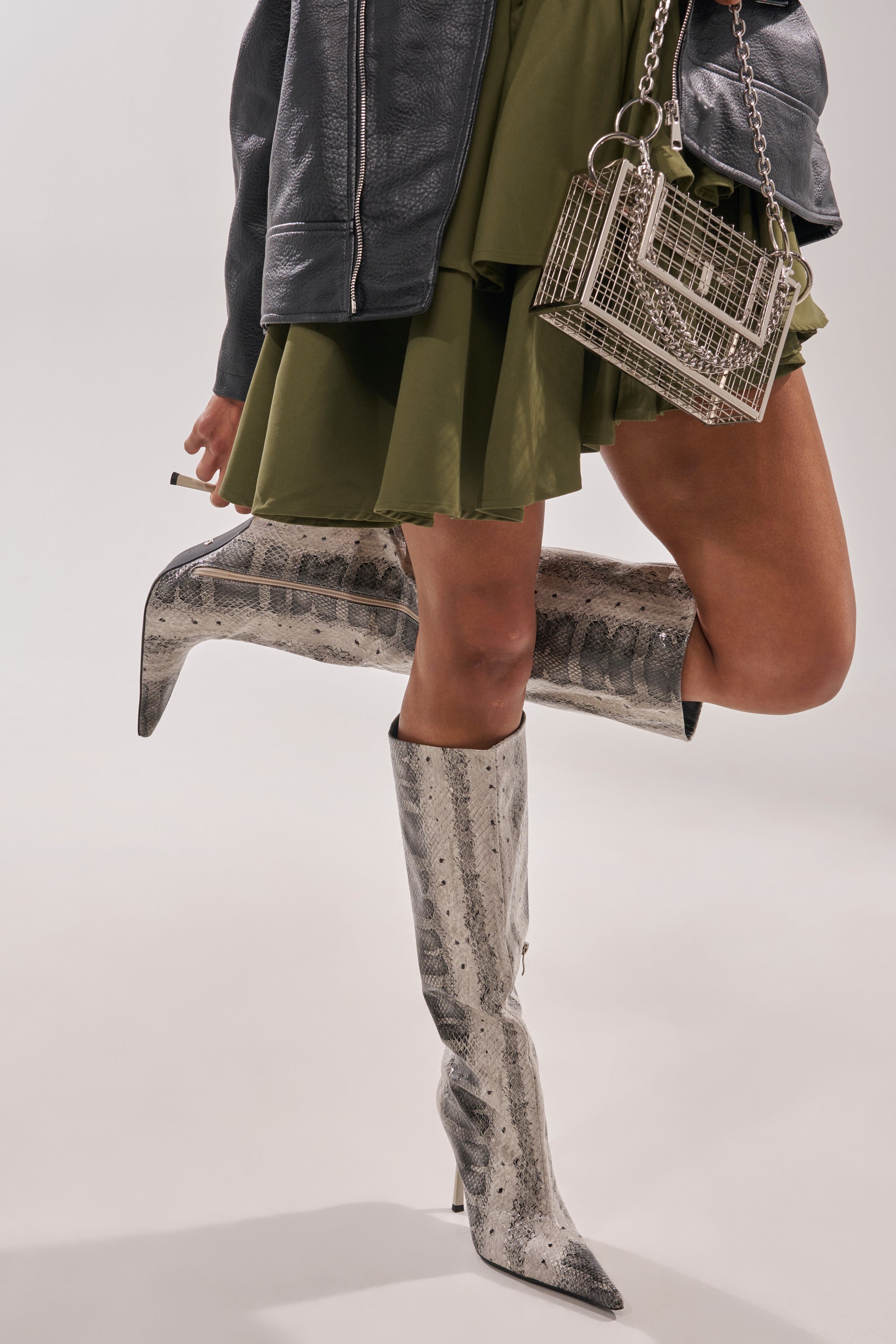 AZALEA WANG MADEYE SNAKE STILETTO BOOT