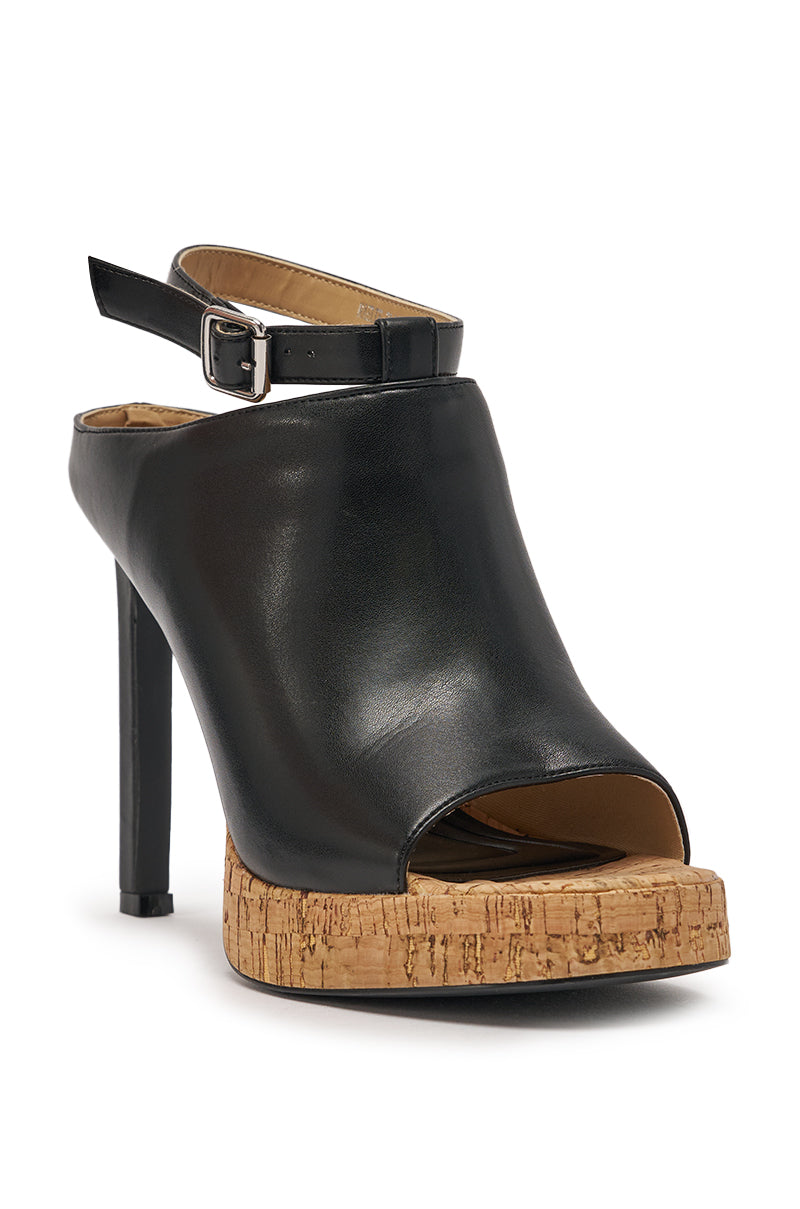 AZALEA WANG MAELIE BLACK AND CORK STILETTO SANDAL