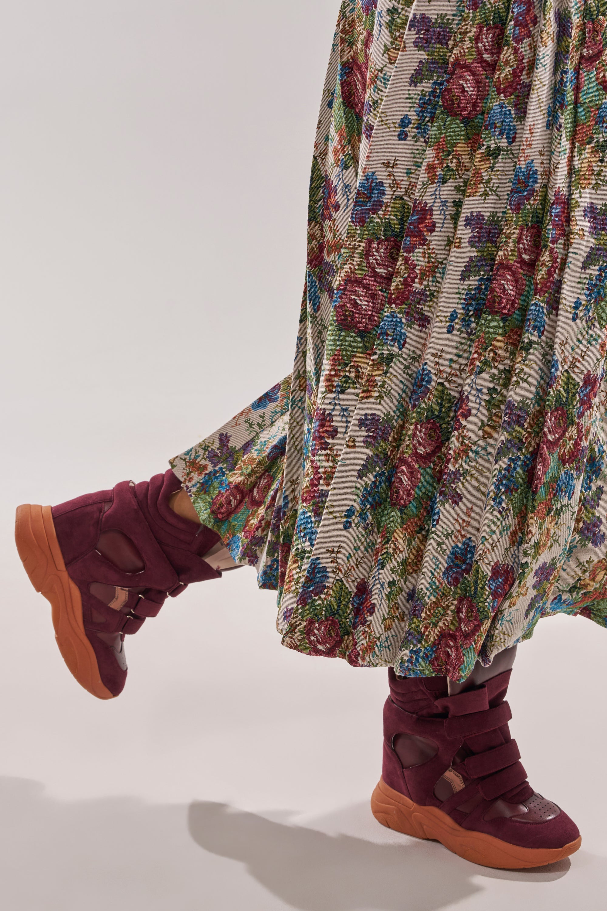 MARANTO BURGUNDY WEDGE FAUX SUEDE SNEAKER