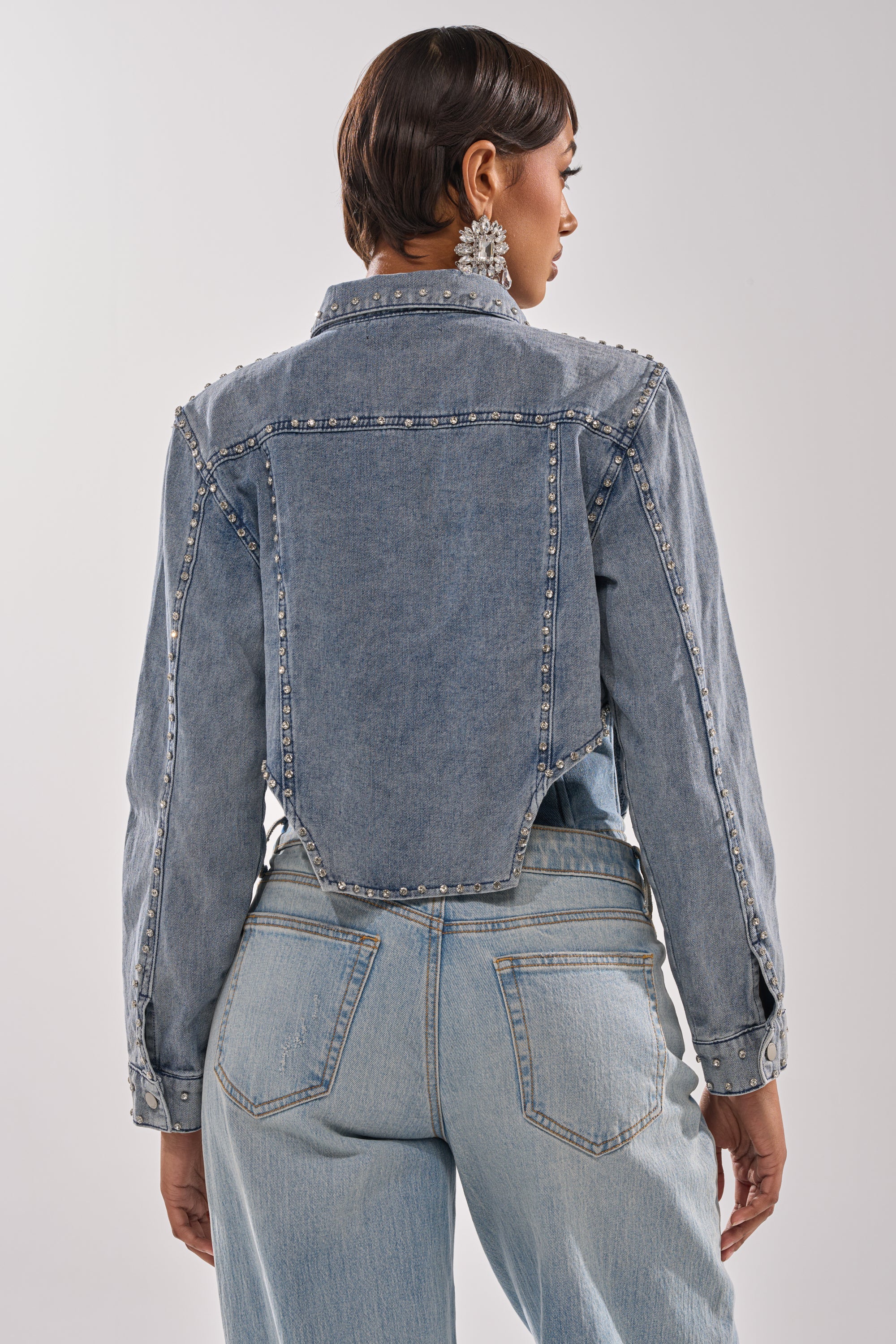HOOKED ON YOU EMBELLISHED DENIM JACKET