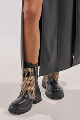AZALEA WANG MEGUMI BLACK METAL HARDWARE COMBAT BOOTIE
