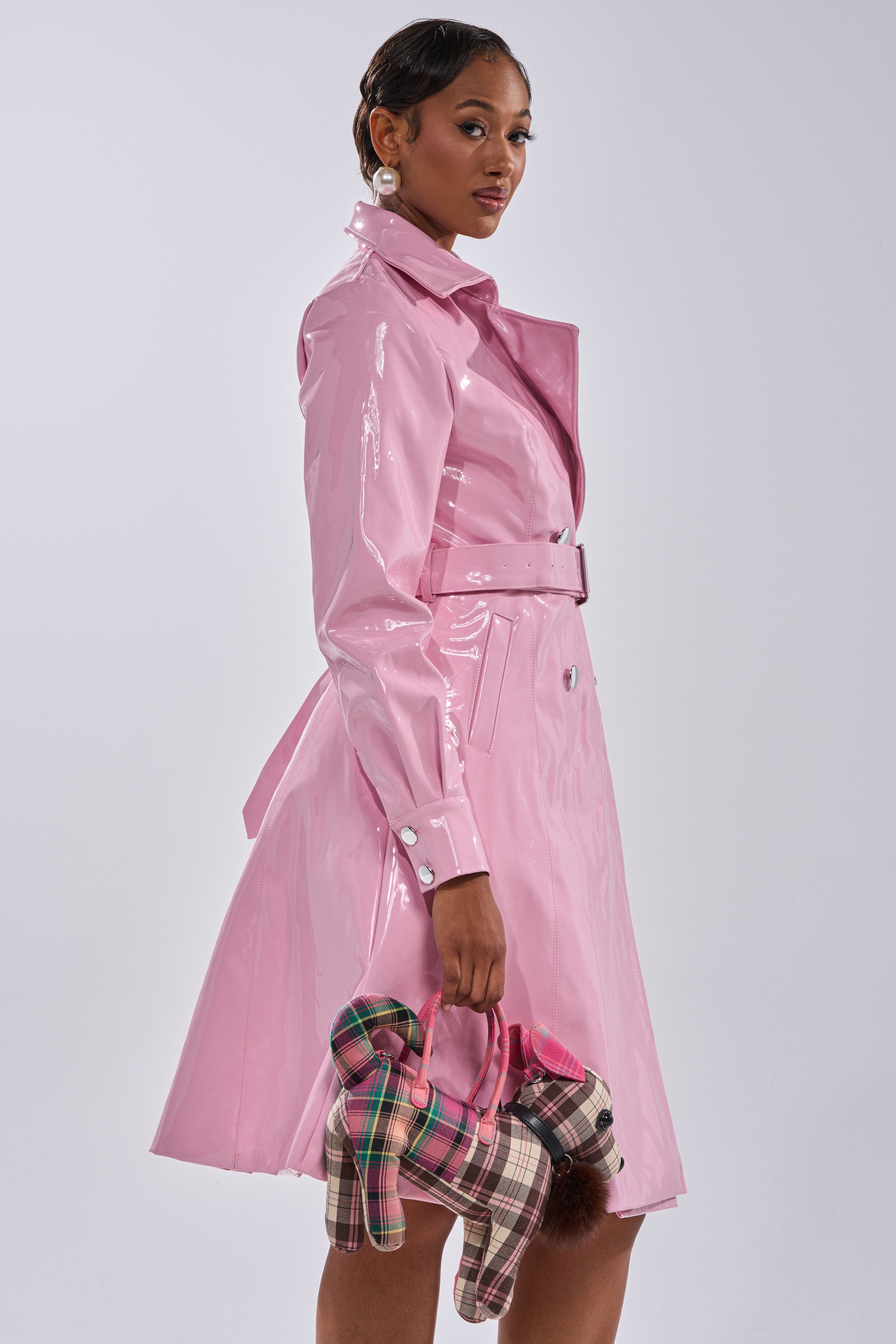 MITICA PATENT TRENCH IN BUBBLEGUM PINK