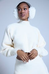 EXTRA RHINESTONE EAR MUFFS IN WHITE
