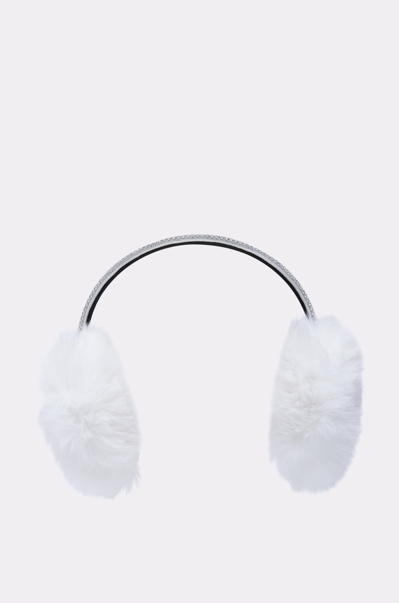 EXTRA RHINESTONE EAR MUFFS IN WHITE